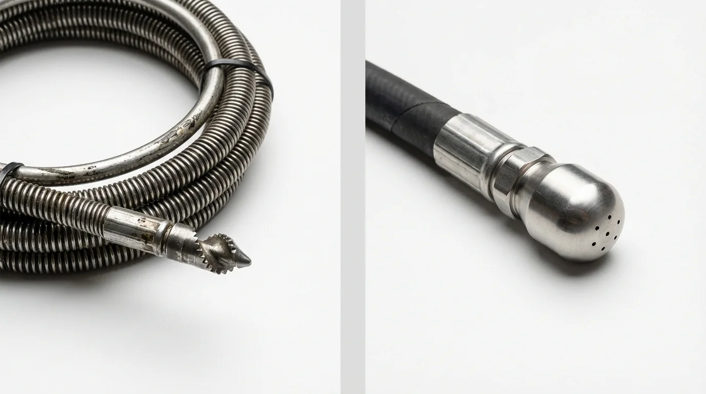 Drain snake cable and hydro jetting nozzle used for drain cleaning in Penn Valley, CA
