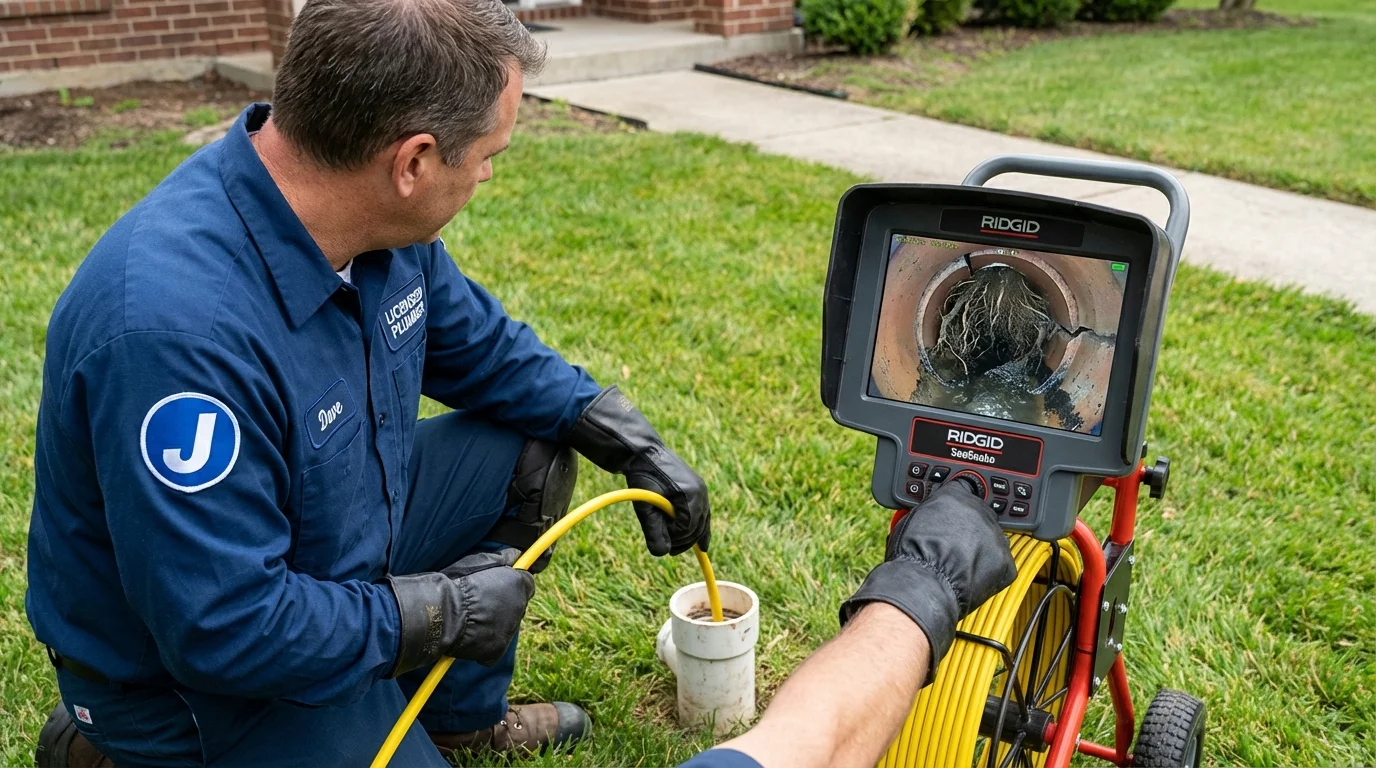 Sewer camera inspection being performed by Johns Plumbing LLC in Penn Valley