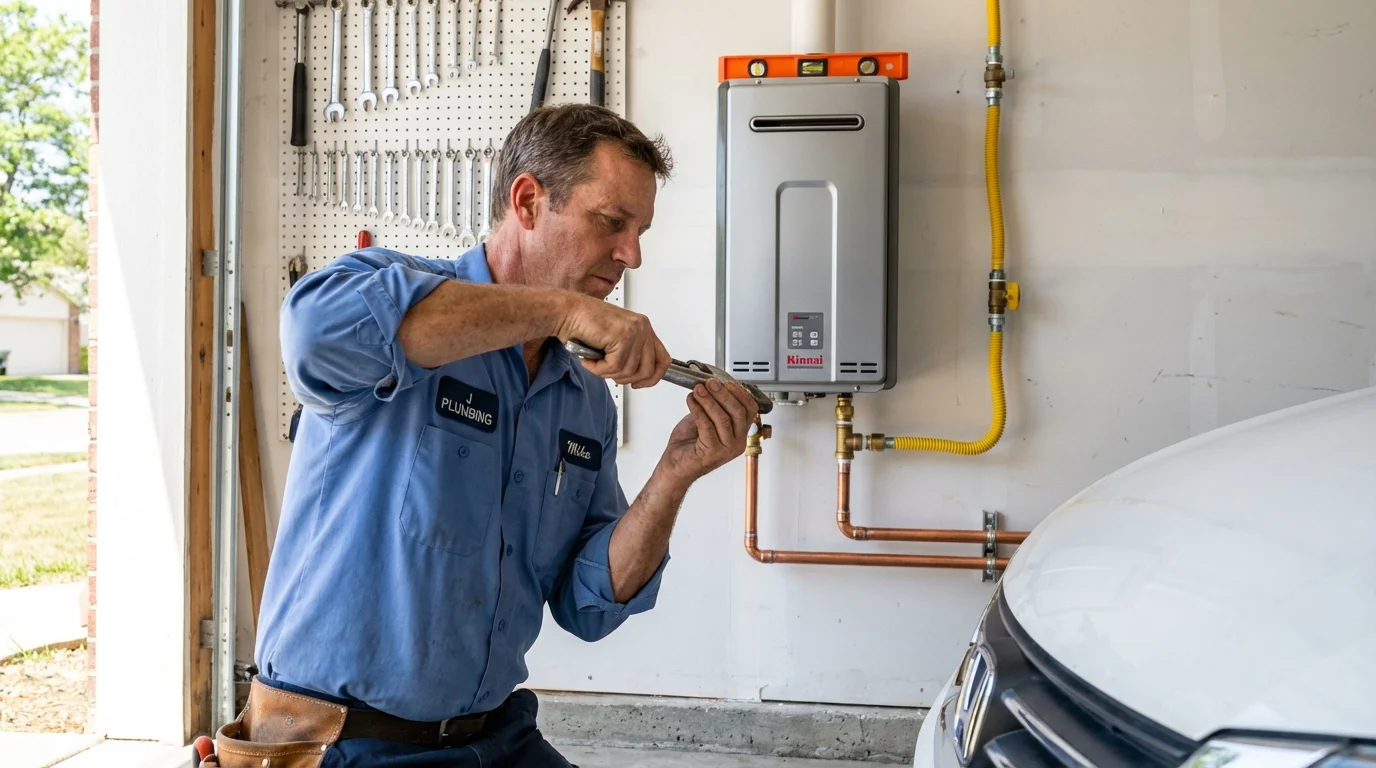 Tankless water heater installation by a Johns Plumbing LLC plumber in Penn Valley